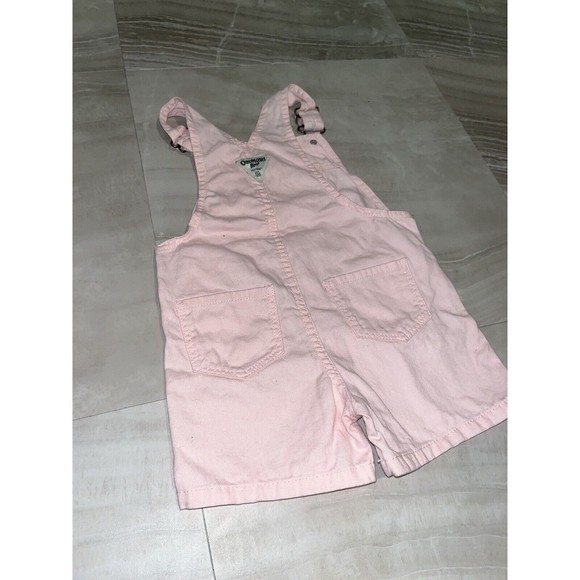 Oshkosh B'gosh 3TToddler Girl Pink Heart Pocket Overalls Shorts basics - Picture 3 of 4